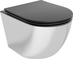 MEXEN - Lena Závesná WC misa vrátane sedátka s slow-slim, duroplast, čierna mat / strieborná (30224074)