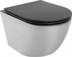 MEXEN - Lena Závesná WC misa vrátane sedátka s slow-slim, duroplast, čierna mat / strieborný vzor (30224073)