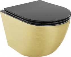 MEXEN - Lena Závesná WC misa vrátane sedátka s slow-slim, duroplast, čierna mat / zlatý vzor (30224077)