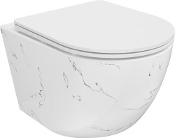 MEXEN - Lena Závesná WC misa vrátane sedátka s slow-slim, Duroplastu, biely kameň (30224093)
