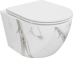 MEXEN - Lena Závesná WC misa vrátane sedátka s slow-slim, Duroplastu, biely kameň (30224094)