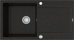 MEXEN - Leo granitový drez 1 s odkvapkávačom 900x500 mm, čierna / zlatá kovová (6501901010-75)
