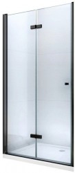 MEXEN - LIMA skladacie dvere 100x190 cm 6mm, čierne, transparent so stenovým profilom (856-100-000-70-00)