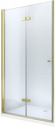 MEXEN - Lima skladacie sprchové dvere 100 cm, číre sklo, zlatý sa stenovým profilom (856-100-000-50-00)