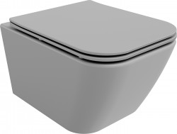 MEXEN - Madox Závesná WC misa Rimless vrátane sedátka s slow, Duroplast, svetlo šedá mat (30154061)