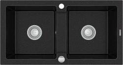 MEXEN - Mario granitový drez dve bunky 820x436 mm, čierna / strieborná metalíza (6504822000-73)