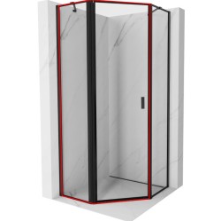 MEXEN - MIST dverná časť päťboká (d+s) 100x200 cm 6mm čierna, okraj, ľavá (8A8-100-000-70-70-L)