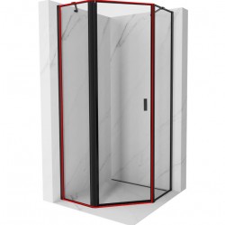 MEXEN - MIST dverná časť päťboká (d+s) 80x200 cm 6mm čierna, okraj, ľavá (8A8-080-000-70-70-L)