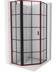 MEXEN - MIST dverná časť päťboká (d+s) 90x200 cm 6mm čierna, dekor, ľavá (8A8-090-000-70-77-L)