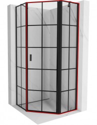 MEXEN - MIST dverná časť päťboká (d+s) 90x200 cm 6mm čierna, dekor, pravá (8A8-090-000-70-77-P)