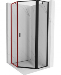 MEXEN - MIST dverná časť päťboká (s) 80x200 cm 6mm čierna, okraj, ľavá (8A8-000-080-70-70-L)