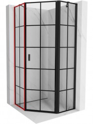 MEXEN - MIST dverná časť päťboká (s) 90x200 cm 6mm čierna, dekor, ľavá (8A8-000-090-70-77-L)