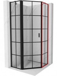 MEXEN - MIST dverná časť päťboká (s) 90x200 cm 6mm čierna, dekor, pravá (8A8-000-090-70-77-P)