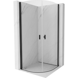 MEXEN - MIST dverná časť štvrťkruhová (2d) 80x80x200 cm 6mm čierna, číra (8A31-080-080-70-00)