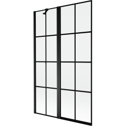 MEXEN - MIST vaňová zástena 110x150 cm 6mm f+s, čierna, dekor, ľavá (8A9-110-011-70-77-L)