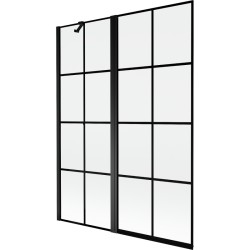 MEXEN - MIST vaňová zástena 130x150 cm 6mm f+s, čierna, dekor, ľavá (8A9-130-011-70-77-L)