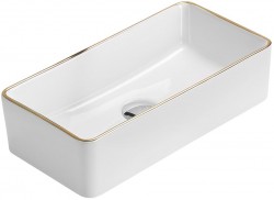 MEXEN - Nadia umývadlo na dosku 46 x 23, biela/zlatá hrana (21614605)