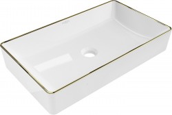 MEXEN - Nadia umývadlo na dosku 62 x 35, biela/zlatý rantl (21616005)