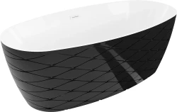 MEXEN - Olea voľne stojaca vaňa vzor 170 x 80, biela/čierna, bez krytky prepadu a zátky (52821708075-SS)