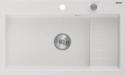MEXEN - Omar granitový drez 1 s odkvapkávačom 800 x 480 mm, biela, sifón chróm (6520801005-20)