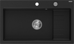 MEXEN - Omar granitový drez 800 x 480 mm, čierna, sifón chróm (6520801005-77)