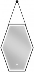 MEXEN - Orlá zrkadlo s osvetlením 50 x 70 cm, LED 6000K, čierny rám (9815-050-070-611-70)