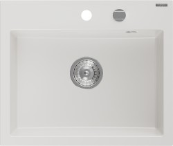 MEXEN - Oscar granitový drez 580 x 490 mm, biela, sifón chróm (6519581000-20)