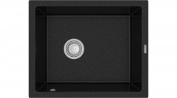 MEXEN - Pedro granitový drez 1-miska 560x460 mm, čierna / strieborná metalíza (6508561000-73)