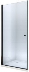MEXEN - PRETORIA krídlové dvere 90x190 cm 6mm, čierne, transparent so stenovým profilom (852-090-000-70-00)