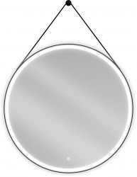 MEXEN - Reni zrkadlo s osvetlením, 90 cm, LED 6000K, čierny rám (9812-090-090-611-70)