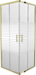 MEXEN - Rio sprchovací kút štvorec 80 x 80, pruhy, zlatá (860-080-080-50-20)