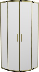 MEXEN - Rio sprchovací kút štvrťkruh 80 x 80, dekor, zlatá (863-080-080-50-30)