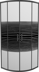 MEXEN - Rio sprchovací kút štvrťkruh 80 x 80, pruhy, čierna (863-080-080-70-20)