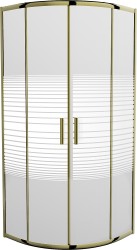 MEXEN - Rio sprchovací kút štvrťkruh 80 x 80, pruhy, zlatá (863-080-080-50-20)