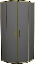 MEXEN - Rio sprchovací kút štvrťkruh 90 x 90, grafit, zlatá (863-090-090-50-40)