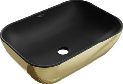 MEXEN - Rita umývadlo na dosku 45 x 32, čierna mat/zlatá (21084576)