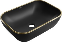 MEXEN - Rita umývadlo na dosku 45 x 32, čierna mat/zlatá linka (21084575)