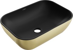 MEXEN - Rita umývadlo na dosku 45 x 32, čierna mat/zlatá vzor (21084577)