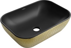 MEXEN - Rita umývadlo na dosku 45 x 32, čierna mat/zlatá vzor (21084578)