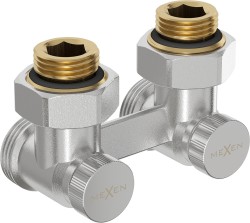 MEXEN - Rovný radiátorový ventil DN50 1/2"x3/4", nikiel - W912-012-01 (W911-012-01)