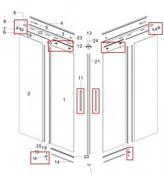 MEXEN - ROX montážna sada pre dvojkrídlové dvere 1 ks, čierna (8C0-04-70)