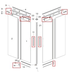 MEXEN - ROX montážna sada pre dvojkrídlové dvere 1 ks, grafit kartáčovaná (8C0-04-66)