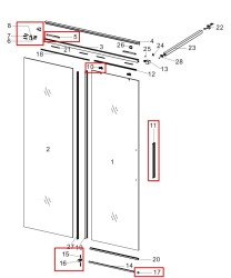 MEXEN - ROX montážna sada pre jedny posuvné dvere, kartáčovaná meď (8C0-03-65)