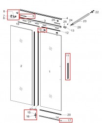 MEXEN - ROX montážna sada pre jedny posuvné dvere, zlatá kartáčovaná (8C0-03-55)