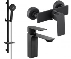MEXEN/S - Alexa SET umývadlová + sprchová batéria s príslušenstvom DQ40, čierna (71204DQ40-70)