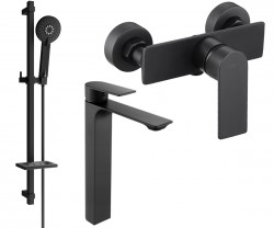 MEXEN/S - Alexa SET umývadlová + sprchová batéria s príslušenstvom DQ40, čierna (71214DQ40-70)