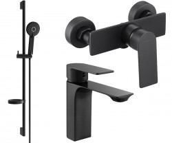 MEXEN/S - Alexa SET umývadlová + sprchová batéria s príslušenstvom DS40, čierna (71204DS40-70)