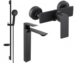 MEXEN/S - Alexa SET umývadlová + sprchová batéria s príslušenstvom DS40, čierna (71214DS40-70)