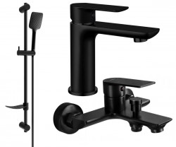 MEXEN/S - Alfa DF62 Set umývadlovej a vaňovej batérie s príslušenstvom, čierna (745703DF62-70)