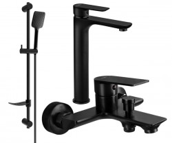 MEXEN/S - Alfa DF62 Set umývadlovej a vaňovej batérie s príslušenstvom, čierna (745713DF62-70)